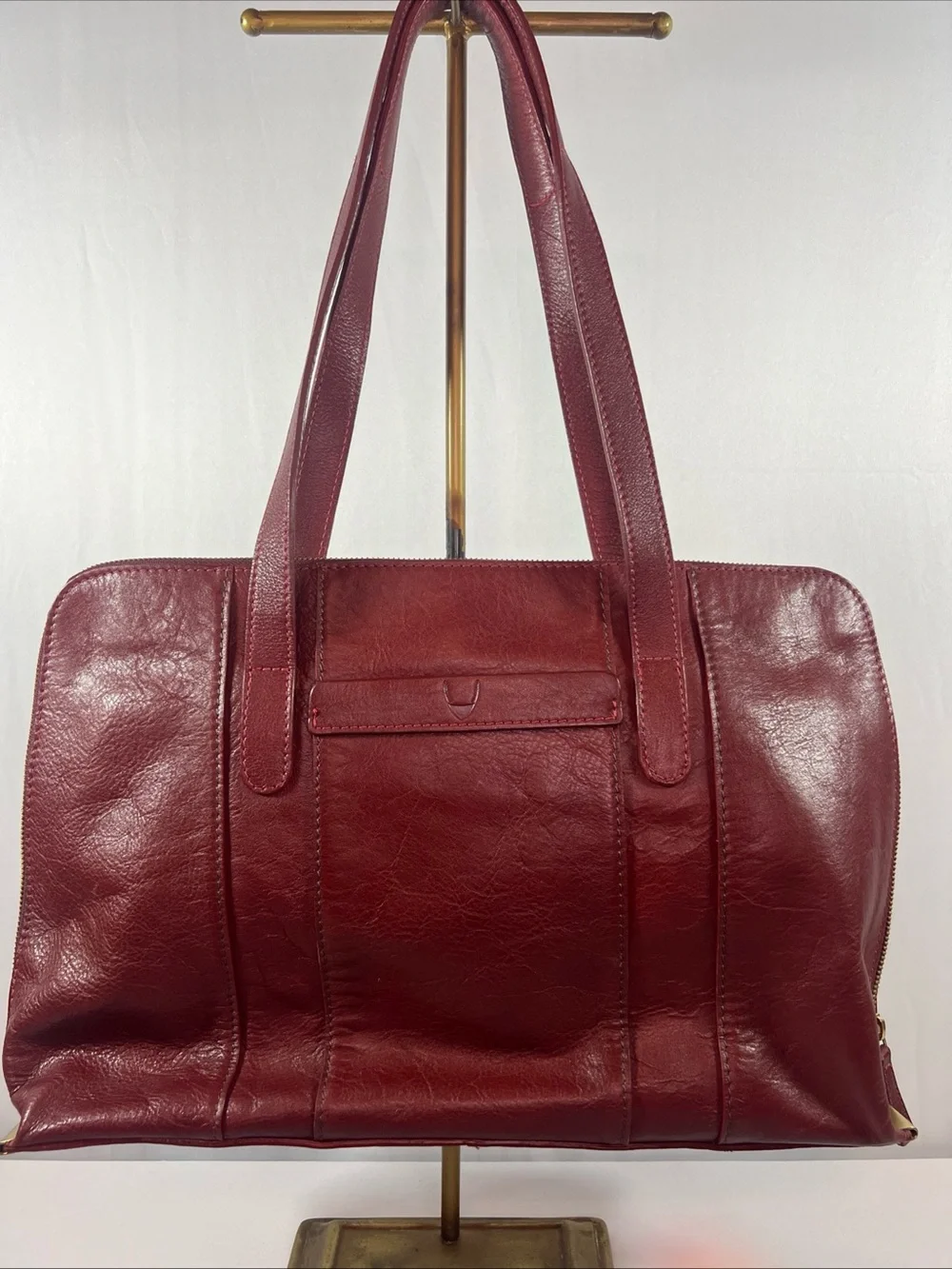 Hidesign Ersa 01 Red Leather Laptop Bag Women Work Tote Shoulder Briefcase Fits